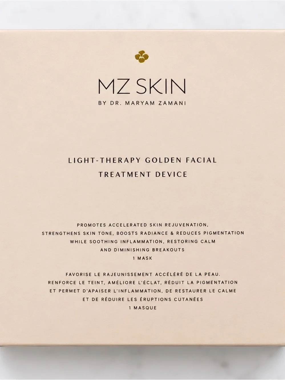 Skin Light-Therapy Facial Device - Champagne Beige & Gold Accents